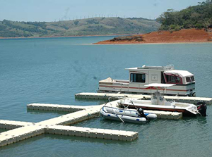 There's a multi-lobed flloating dock a few hundred feet from the lot, which comes with a slip at the dock.